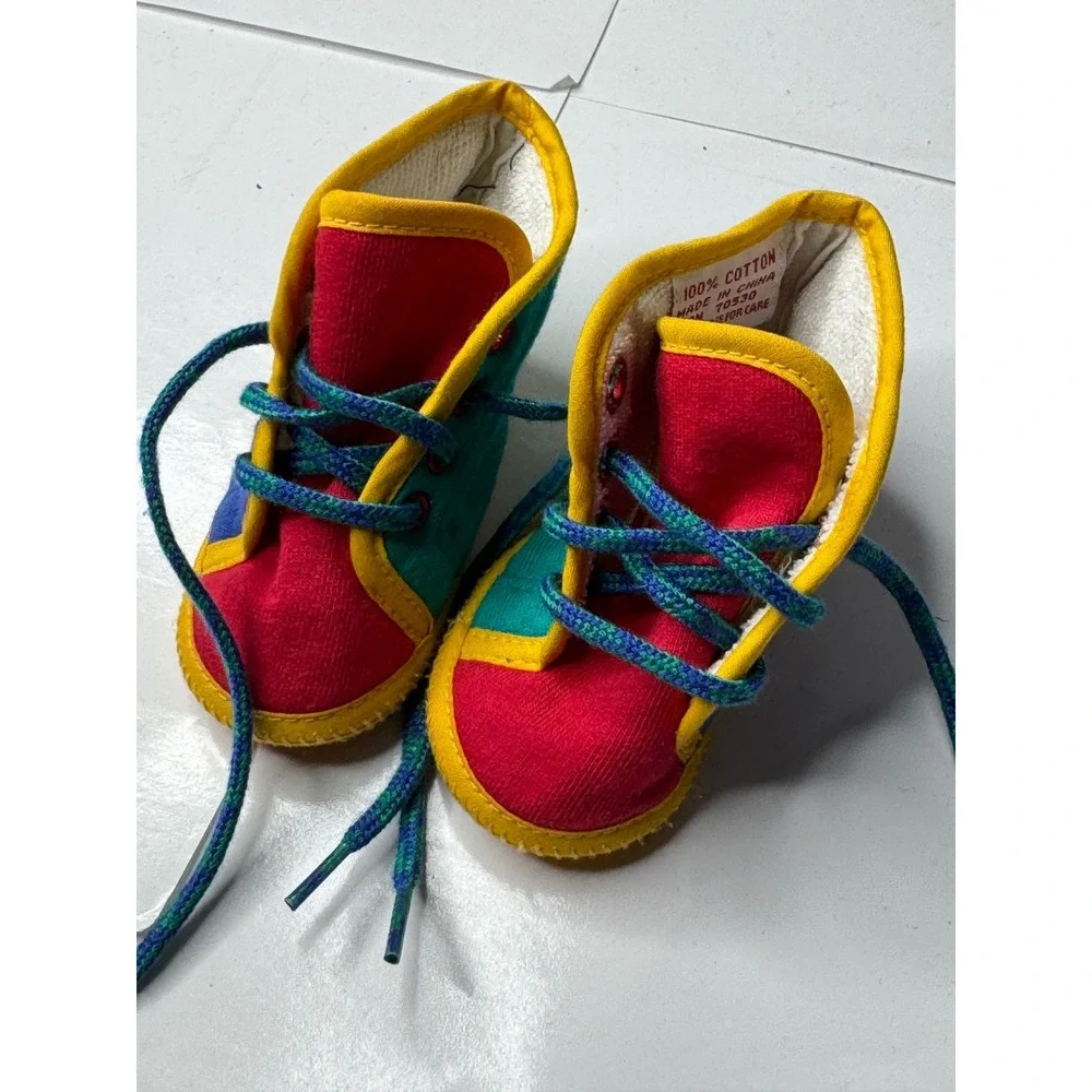 Vintage Gymboree Baby Color Block Soft Sole Booties Primary Colors Size 00